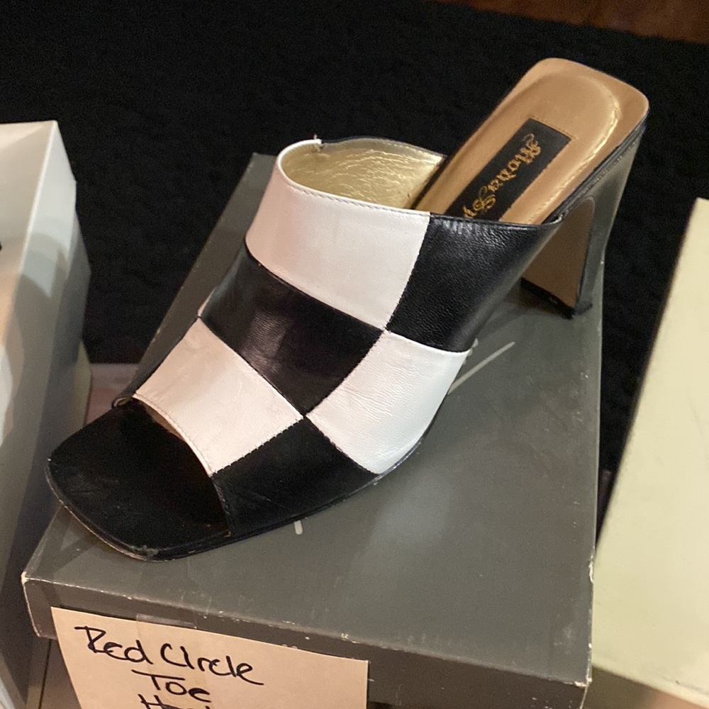 Black&white checkered leather mules - Picture 2 of 4